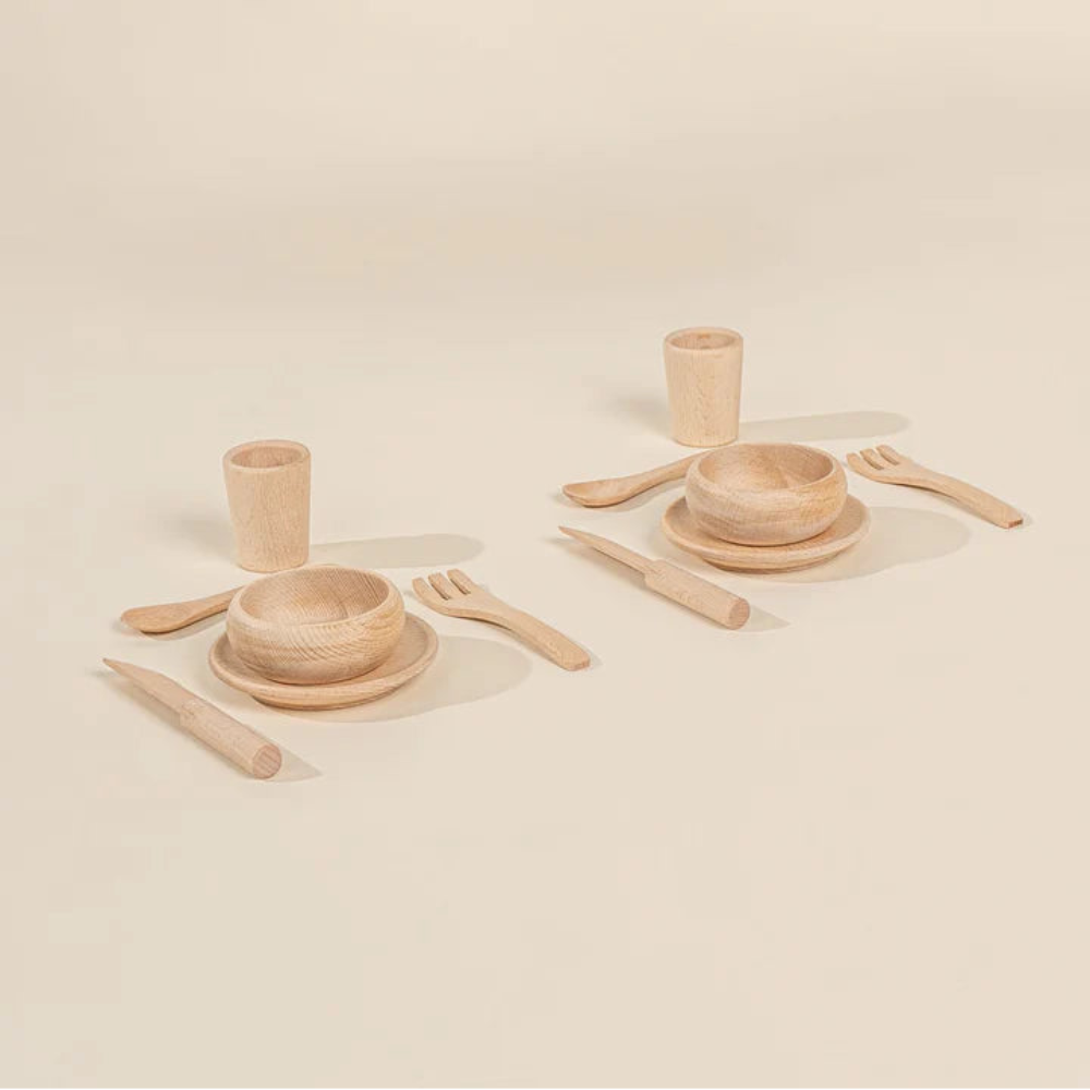 Coco Village Wooden Dinnerware Playset (12 Pcs)