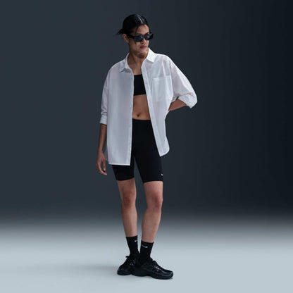 Nike Sportswear Chill Poplin Woven Loose Long-Sleeve Button-Down Top - White