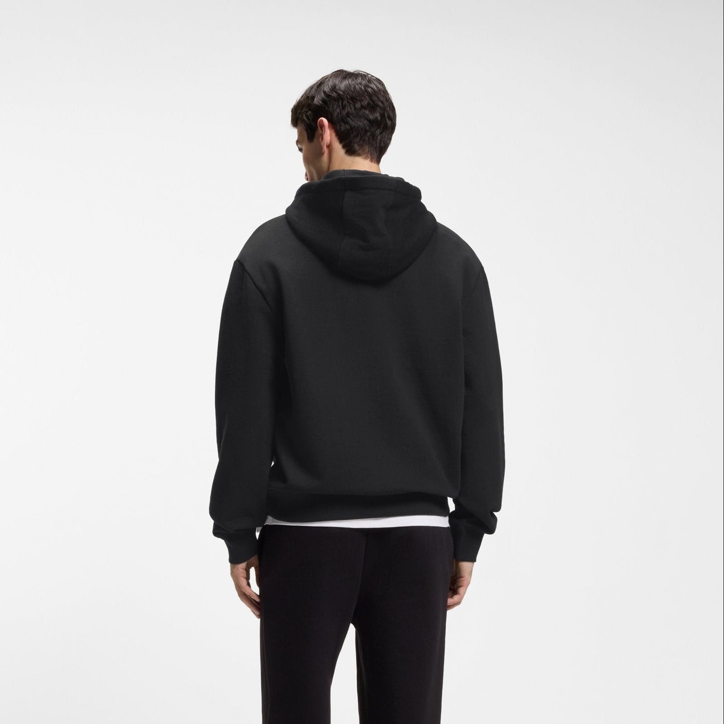 Hugo Boss Cotton-Terry Hoodie with Logo Print - Black