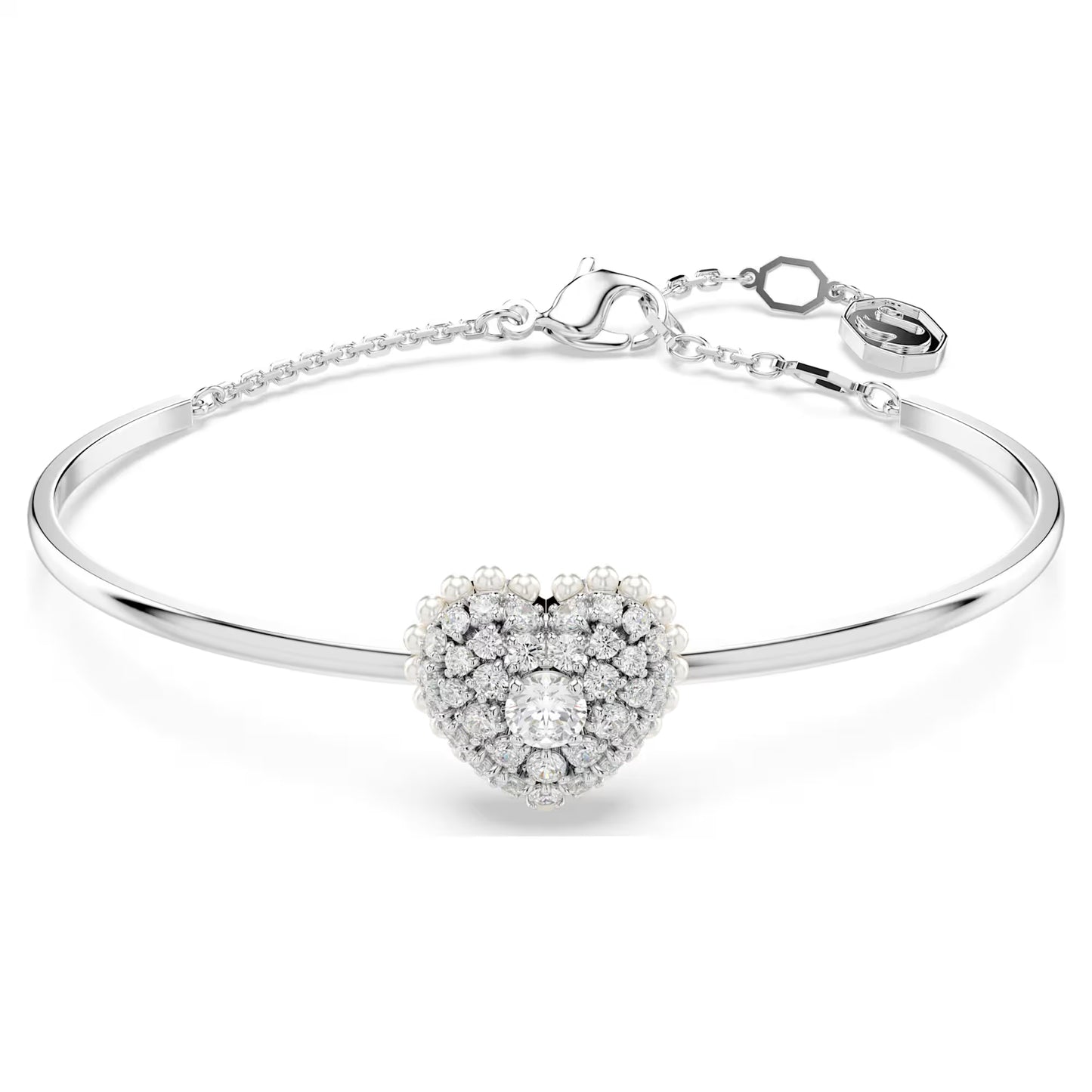 Swarovski Idyllia Bangle - Heart, White, Rhodium Plated