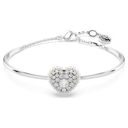 Swarovski Idyllia Bangle - Heart, White, Rhodium Plated