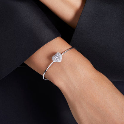 Swarovski Idyllia Bangle - Heart, White, Rhodium Plated