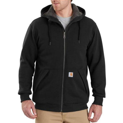 Carhartt Rain Defender Relaxed Fit Midweight Sherpa-Lined Full-Zip Sweatshirt - Black