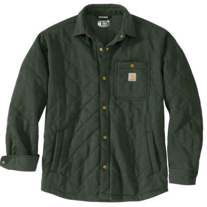 Carhartt Rain Defender Loose Fit Heavyweight Quilted Snap Front Shirt Jacket - Forestry Green