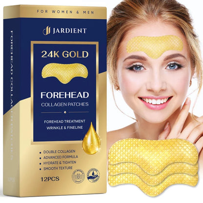 Jardient 24K Gold Collagen Forehead Wrinkle Patches: Facial patches with 12 Packs