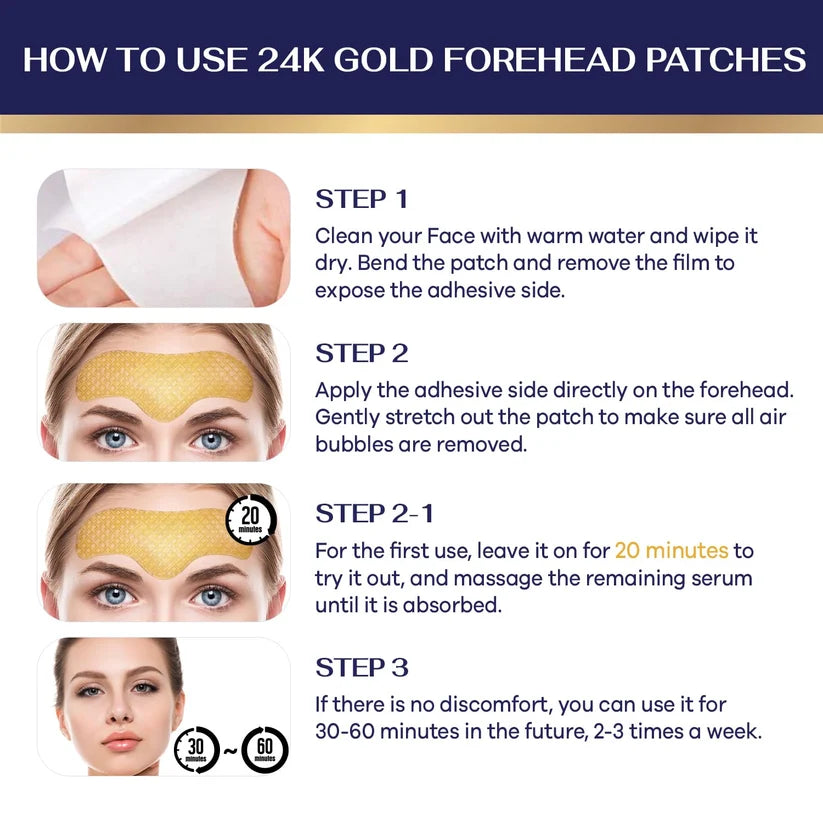 Jardient 24K Gold Collagen Forehead Wrinkle Patches: Facial patches with 12 Packs