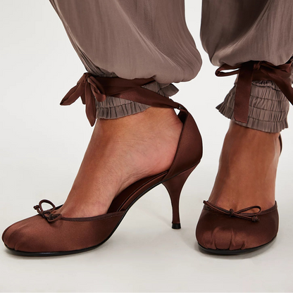 Jeffrey Campbell Releve Ballet Heels - Brown Satin
