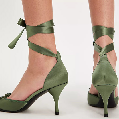 Jeffrey Campbell Releve Ballet Heels - Green Satin