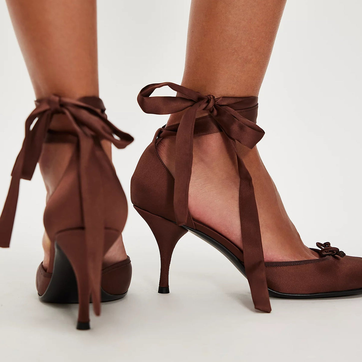 Jeffrey Campbell Releve Ballet Heels - Brown Satin