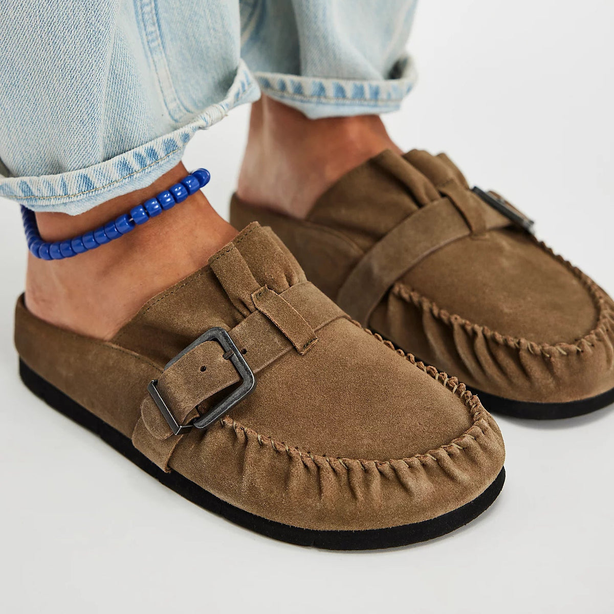 Free People Collection After Riding Mules - Olive Suede