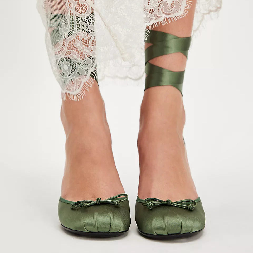 Jeffrey Campbell Releve Ballet Heels - Green Satin