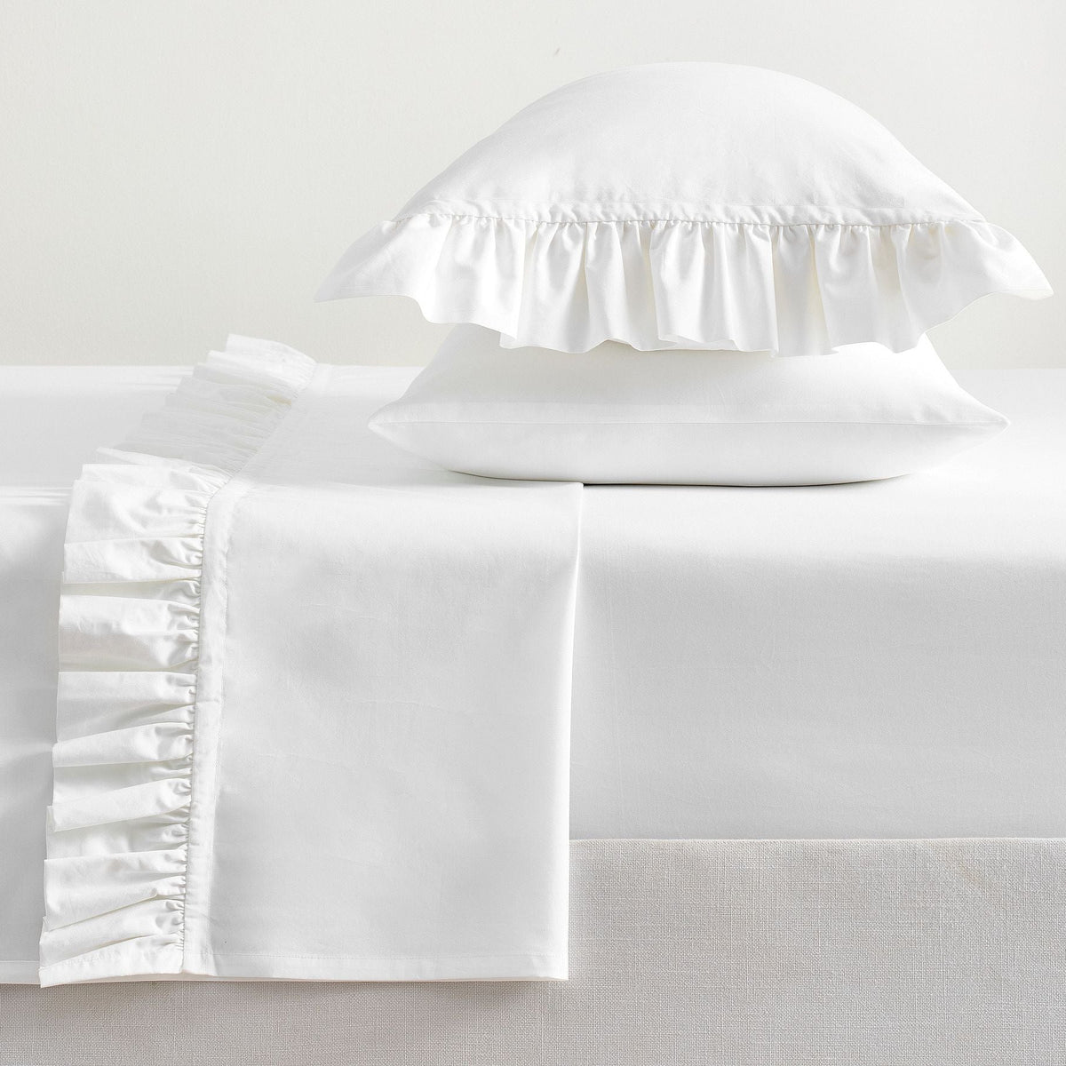Pottery Barn 400-Thread-Count Ruffle Percale Sheet Set - Queen