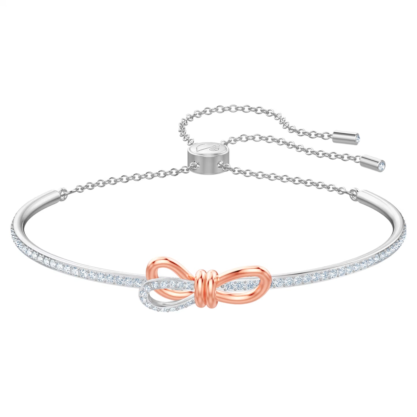 Swarovski Lifelong Bow Bangle - Bow, White, Mixed Metal Finish