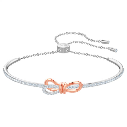 Swarovski Lifelong Bow Bangle - Bow, White, Mixed Metal Finish