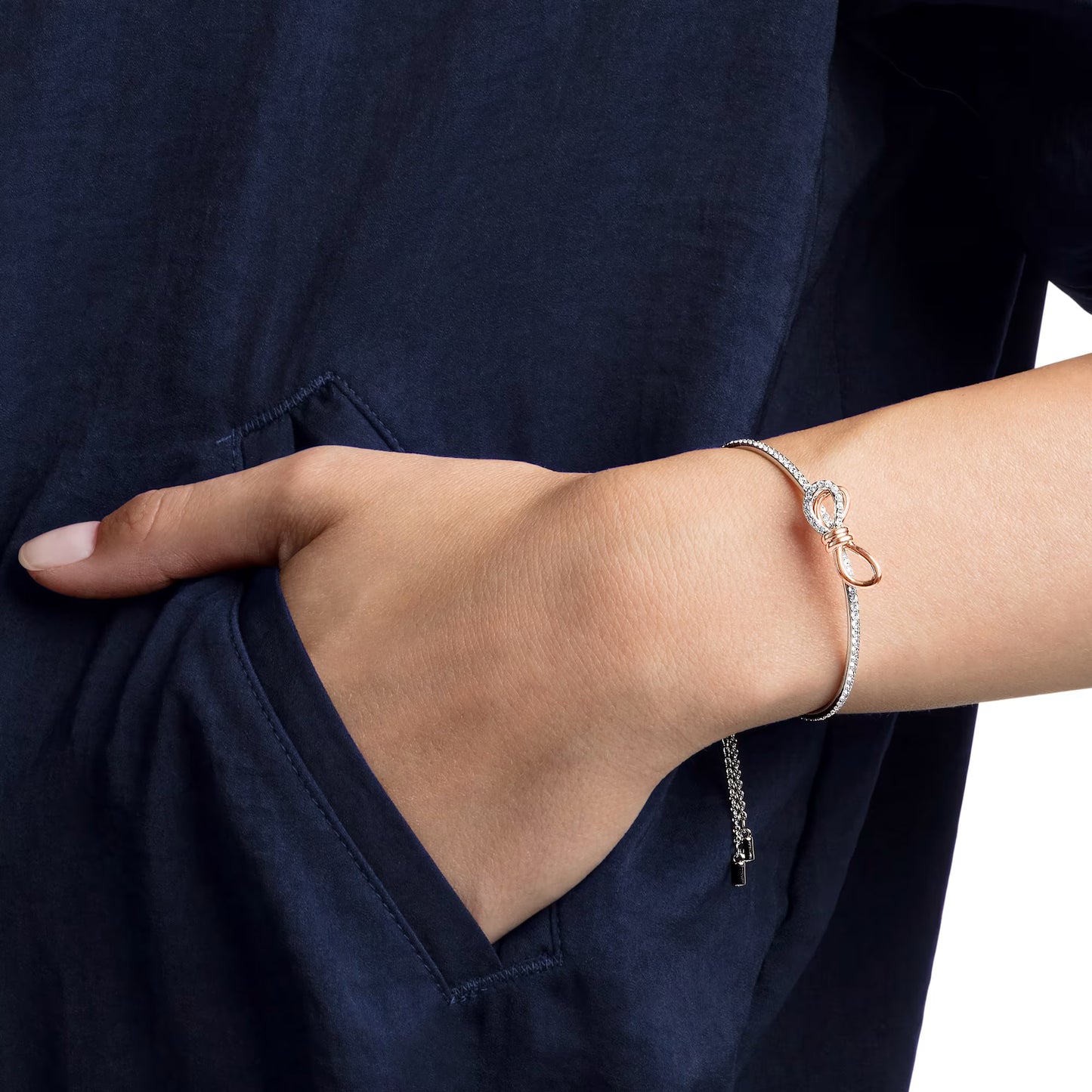 Swarovski Lifelong Bow Bangle - Bow, White, Mixed Metal Finish