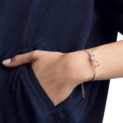 Swarovski Lifelong Bow Bangle - Bow, White, Mixed Metal Finish