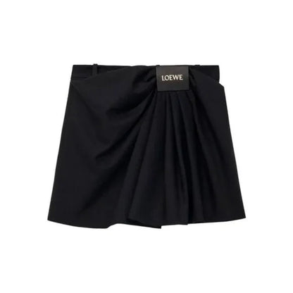 Loewe Draped Cotton And Silk-Blend Twill Mini Skirt in Black