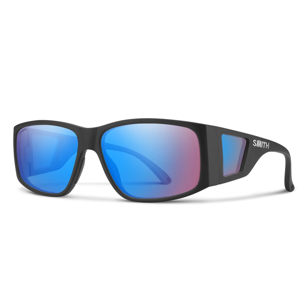 Smith Monroe Peak Sunglasses - Matte Black / ChromaPop Low Light Rose Blue Mirror