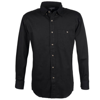 Texx Men's Long Sleeve 100% Cotton Twill Shirt - Black
