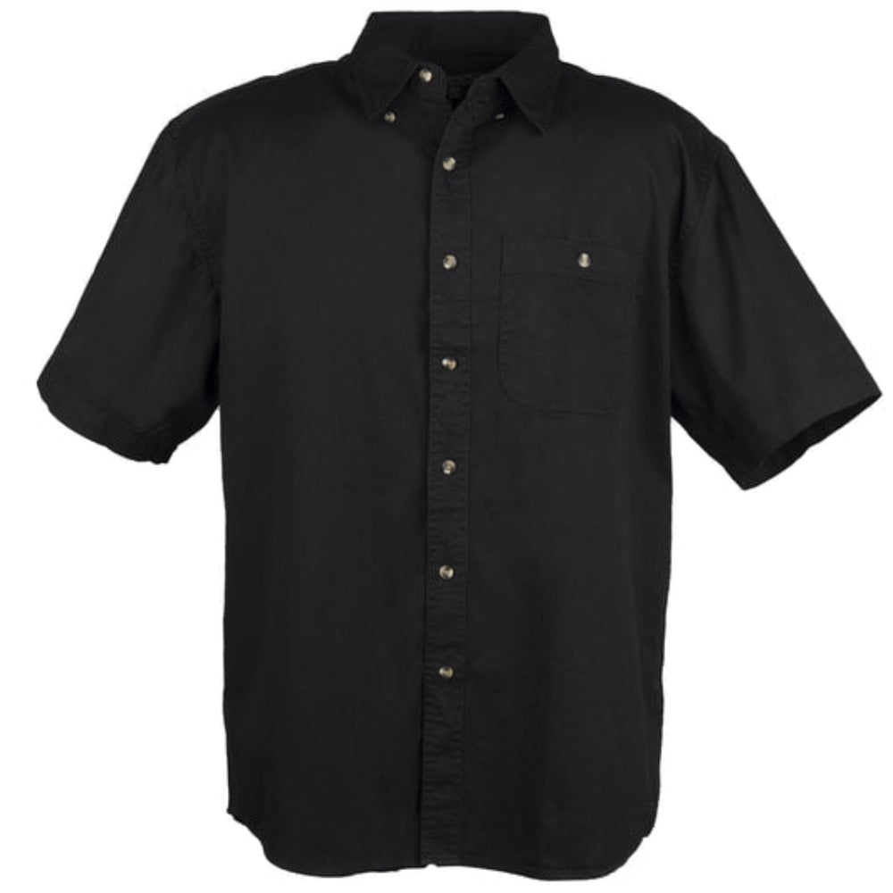 Texx Men's Short Sleeve 100% Cotton Twill Shirt - Black