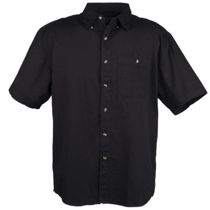 Texx Men's Short Sleeve 100% Cotton Twill Shirt - Black