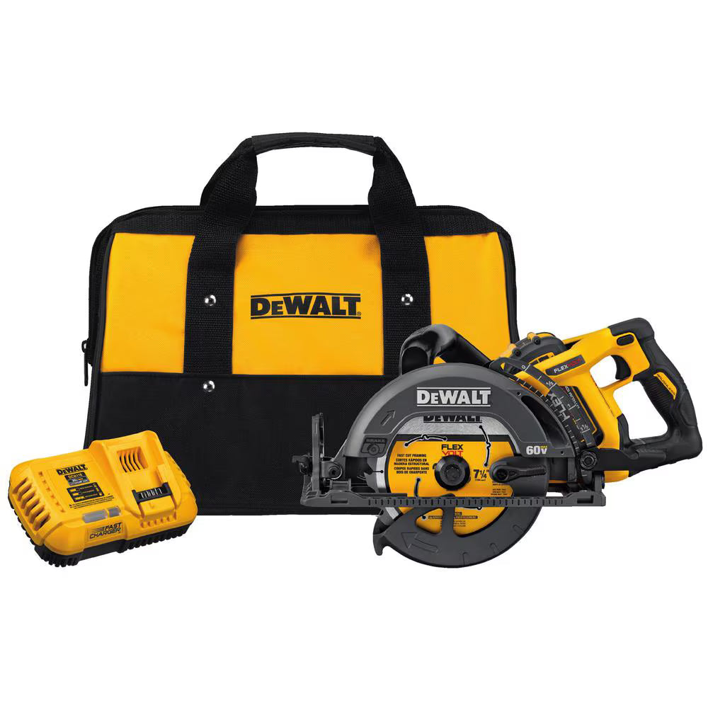 DEWALT 60V MAX FLEXVOLT Cordless Brushless 7-1/4in Wormdrive Style Circular Saw Kit with 9.0 AH Battery