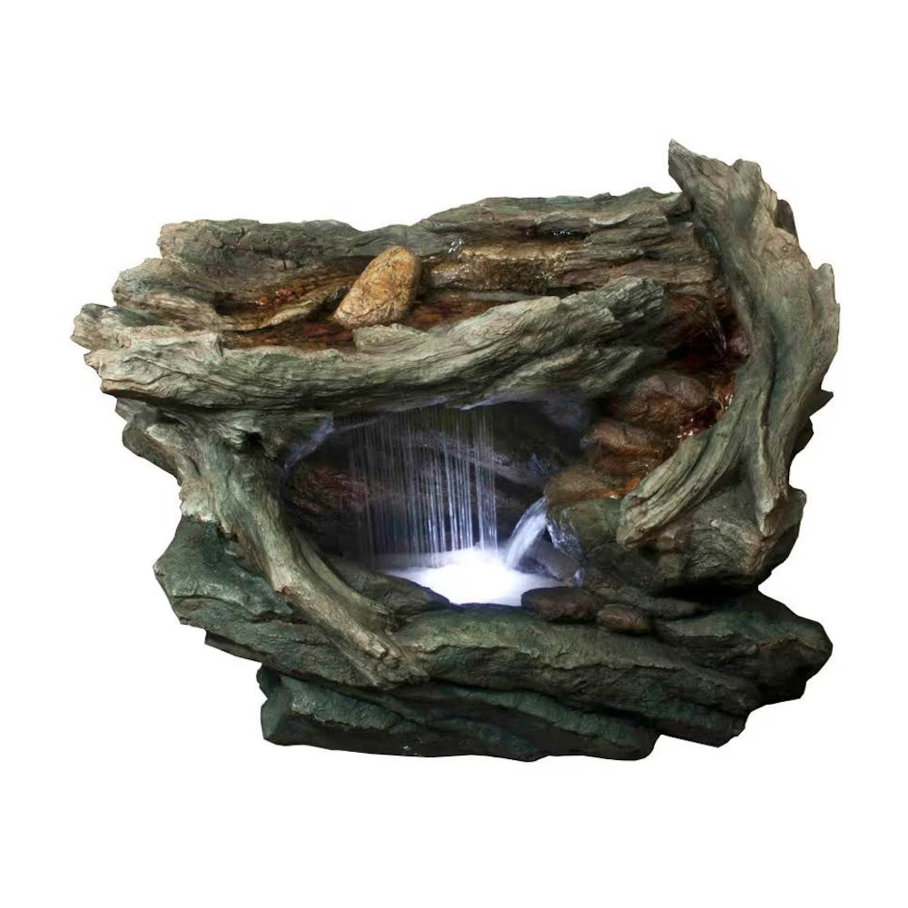 Northlight 31" LED Lighted Woodland Grotto with Stones Outdoor Garden Water Fountain