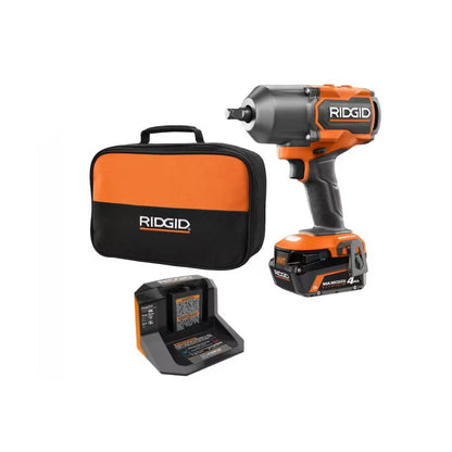 RIDGID 18V Brushless Cordless 4-Mode 1/2 in. High-Torque Impact Wrench Kit with 4.0 Ah Battery and Charger