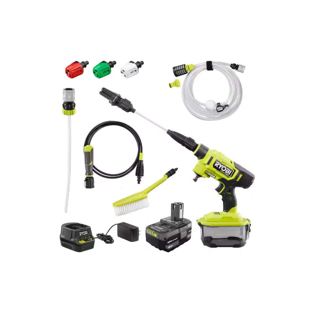 RYOBI 18V ONE+ HP Brushless 600 PSI Cordless Battery Power Cleaner Kit with 4.0 Ah Battery and Charger