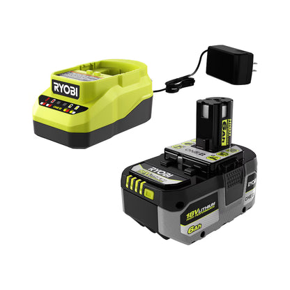 RYOBI 18V ONE+ HIGH PERFORMANCE Lithium-Ion 6.0 Ah Battery and Charger Kit