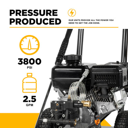 BE Power Equipment 3800 PSI 2.5 GPM Cold Water Gas Pressure Washer - PICK UP ONLY