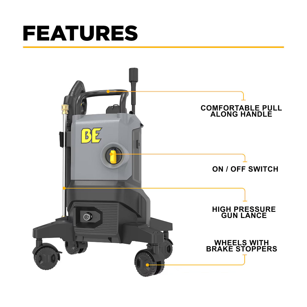 BE Power Equipment 2350 PSI 1.8 GPM Cold Water Corded Electric Pressure Washer - PICK UP ONLY