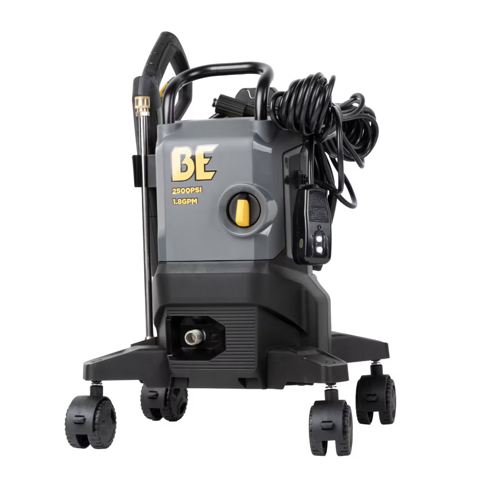 BE Power Equipment 2500 PSI 1.8 GPM Cold Water Corded Electric Pressure Washer with 4-wheel 360° steering