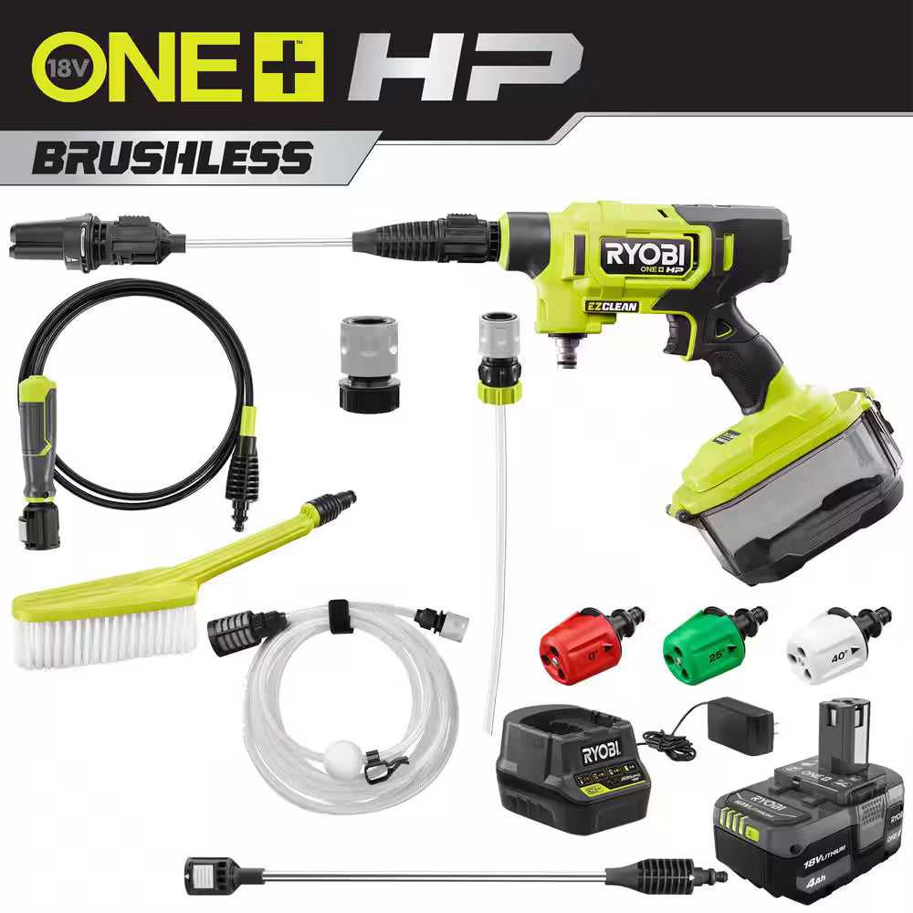RYOBI ONE+ HP 18V Brushless EZClean 600 PSI 0.7 GPM Cordless Electric Power Cleaner Kit
