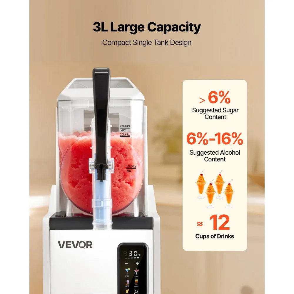 VEVOR Slushie Machine, 3L/100oz No Ice Needed Slushy Machine for Home