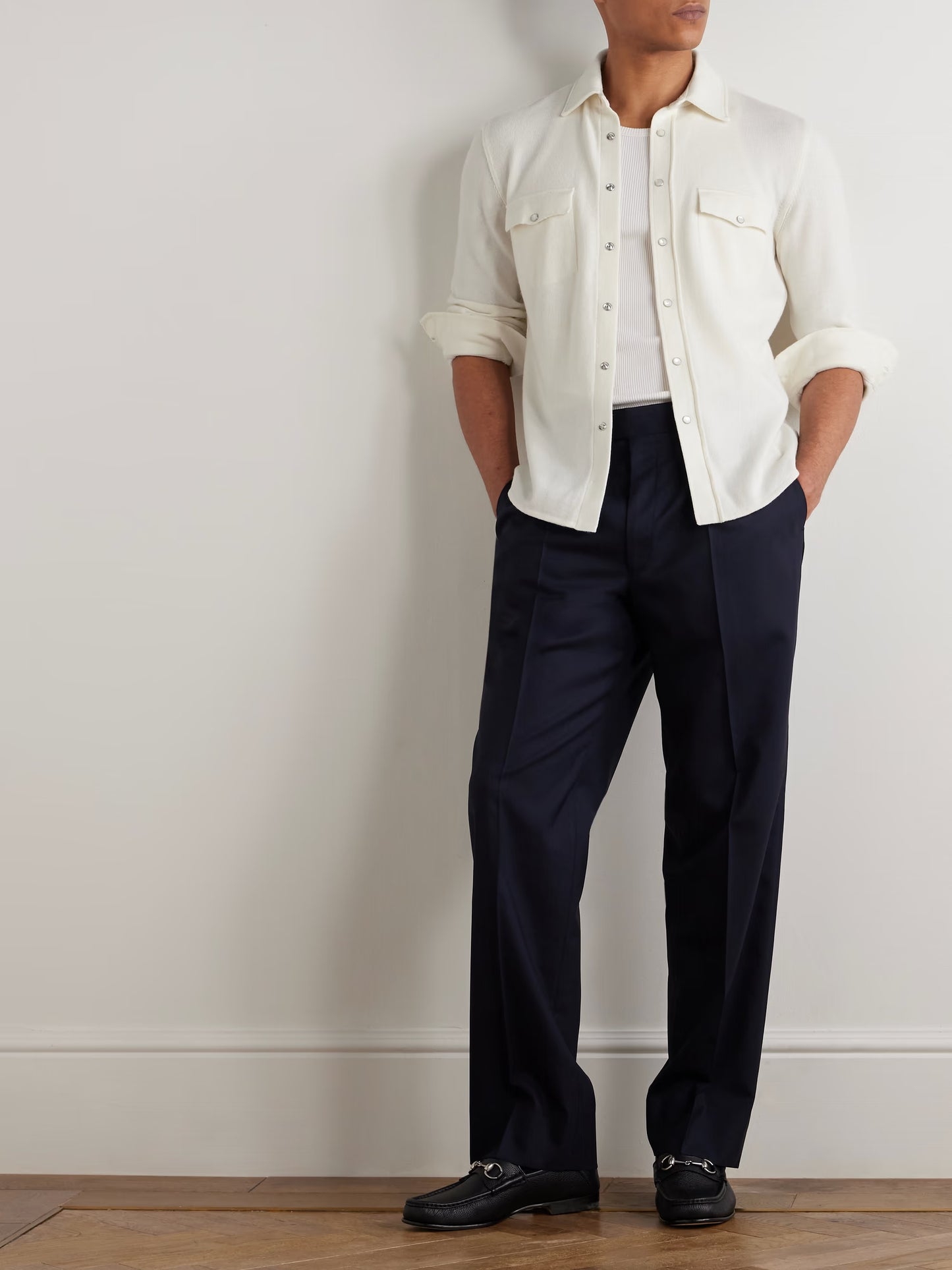 Brunello Cucinelli Slim-Fit Virgin Wool, Cashmere and Silk-Blend Shirt - Mens