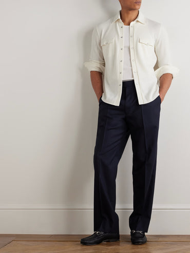 Brunello Cucinelli Slim-Fit Virgin Wool, Cashmere and Silk-Blend Shirt - Mens