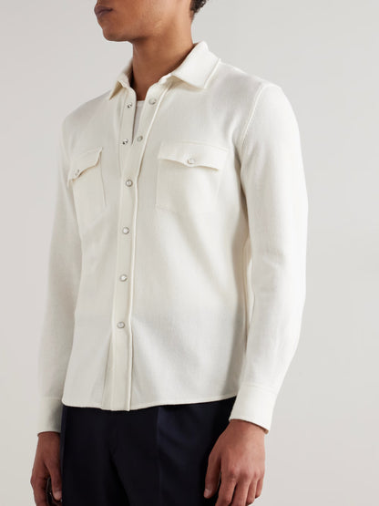 Brunello Cucinelli Slim-Fit Virgin Wool, Cashmere and Silk-Blend Shirt - Mens